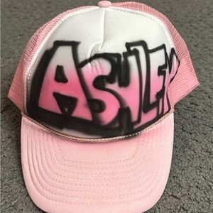 Ashley Airbrushed Name Sun Cap Trucker Hat Adjustable Strapback Pink